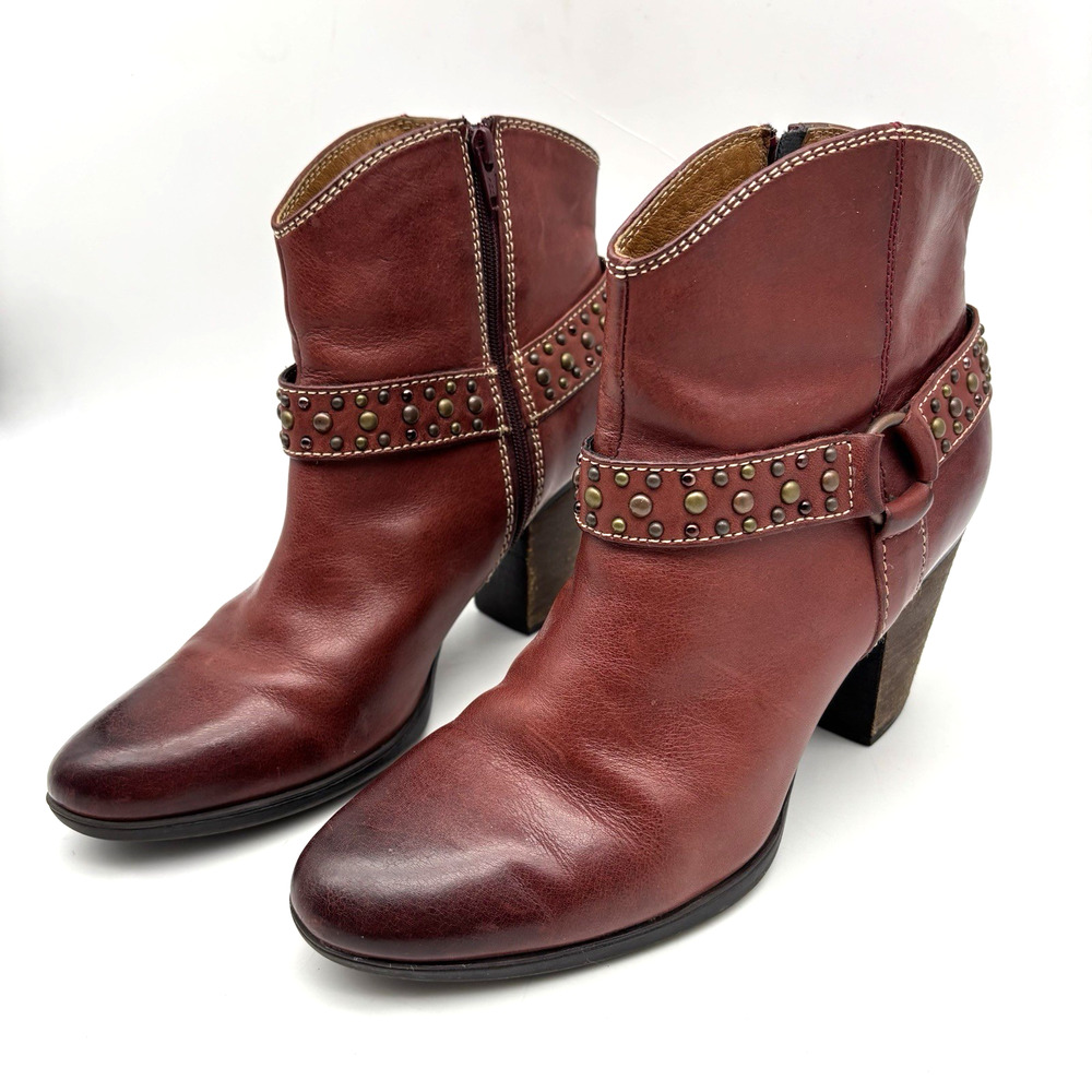 Sofft Brown Studded Leather Ankle Boots - Picture 4 of 16